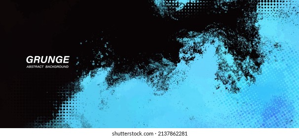 Black and blue abstract grunge background with halftone style.