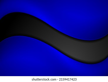 Black and blue abstract liquid waves corporate background. Vector design