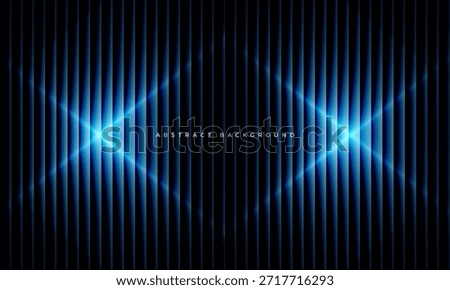 Black and blue abstract modern 3D ribbed background with neon lines. Vector illustration