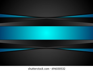 Fondo corporativo abstracto de tecnología negro y azul. Diseño de vectores