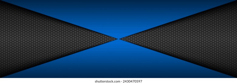Black and blue abstract vector banner with polygonal pattern. Template for your header and presentation. Modern vector background
