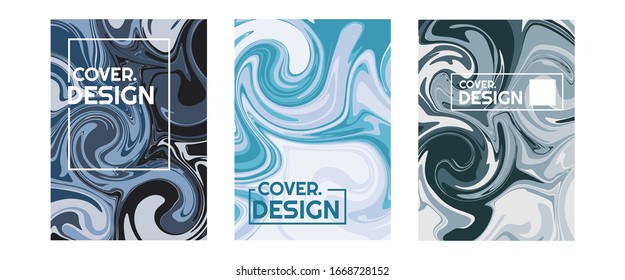 black blue aqua color psychedelic fluid art portrait cover design vector illustration. good use vector for template book cover, brochure, flyer, and poster.