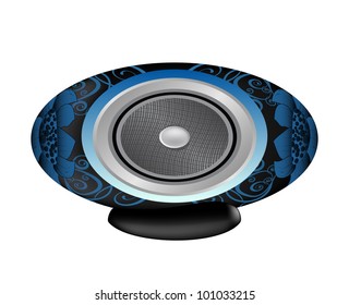 black and blue audio speaker isolated on white background