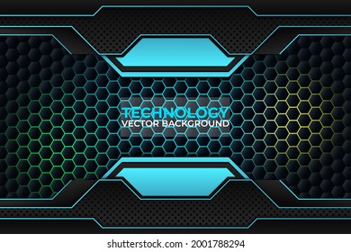 Black and blue background design, technology corporate business template.