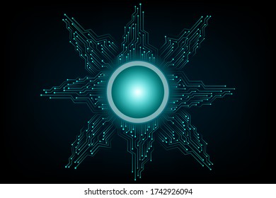 The black and blue background image has a circular glowing energy source in the center, which radiates electric currents along the path beautifully.