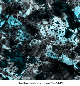 Black and blue background from triangles. Like rock or ice. Frozen pattern. Seamless texture for wrapping paper, home decor, fabric.