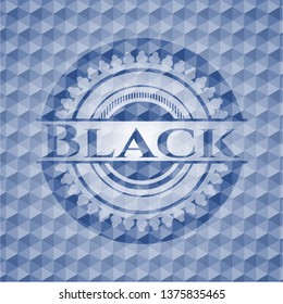 Black blue badge with geometric pattern.