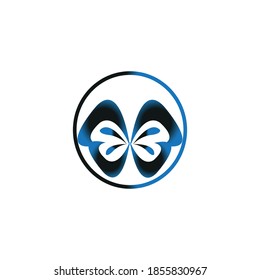 black and blue beautiful butterfly wings logo