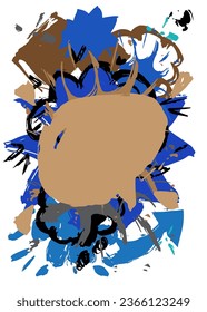 Black, blue and brown graffiti speech bubble. Abstract modern Messaging sign street art decoration, Discussion icon performed in urban painting style.