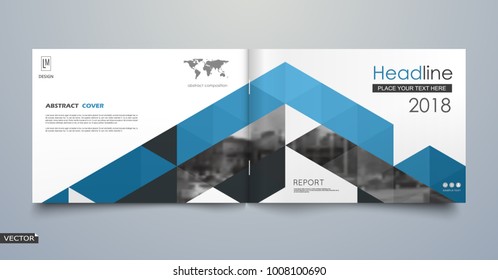 Black, blue business book mockup. A4 brochure cover design. Hi tech info banner. Title sheet model set. Modern vector front page art. Urban city house texture. Blue line frame icon. Flyer text font.