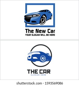 Black blue car wheel circle square modern logo template suitable for automotive school private coaching sport tournament workshop silhouette service store wash garage business company vehicle