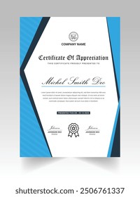 Black and blue certificates template design. vertical horizontal diploma certificates.