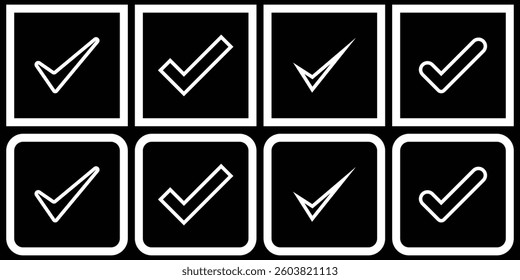 Black and Blue check marks icon set. It includes approved, yes, right, accept, green, and more icons. Vector illustration sign. Check Mark Icon Set, Editable Stroke. check mark outline icon. EPS 10. 