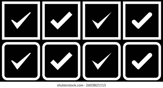 Black and Blue check marks icon set. It includes approved, yes, right, accept, green, and more icons. Vector illustration sign. Check Mark Icon Set, Editable Stroke. check mark outline icon. EPS 10. 