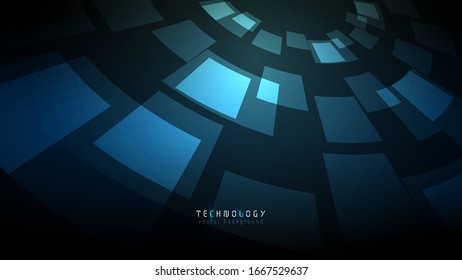 Black blue circle abstract technology vector background. Virtual reality cyberspace copy space background. e\Electronic business background design.