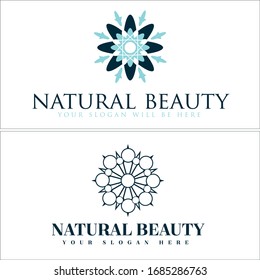 Black blue circle icon symbol initial luxury logo idea suitable for Spa Aesthetic Wellness Chiropractic Health leaf medicine nature organic natural life healthy plant clinic nutrition energy