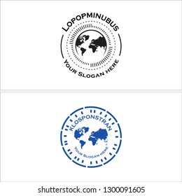 black blue circle line break world text curved logo design concept vector suitable for travel hotel business industrial holidays