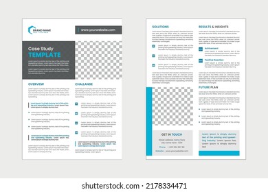 black and blue color case study flyer template design