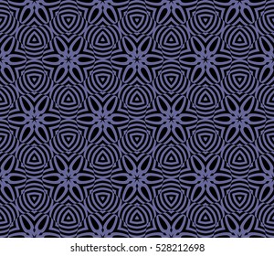 black and blue color decorative abstract floral pattern. seamless vector illustration. for design, interior, wallpaper