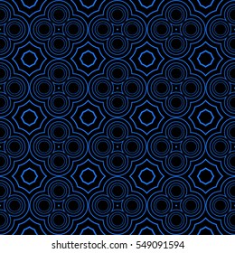 black, blue color illustration. concentric circles. Vector. For the design, printing, interior design. Seamless pattern.