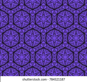 black blue color seamless geometric ornament in floral style. vector illustration