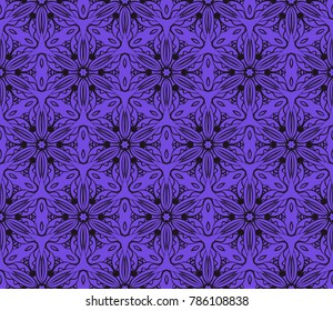 black blue color seamless geometric ornament in floral style. vector illustration