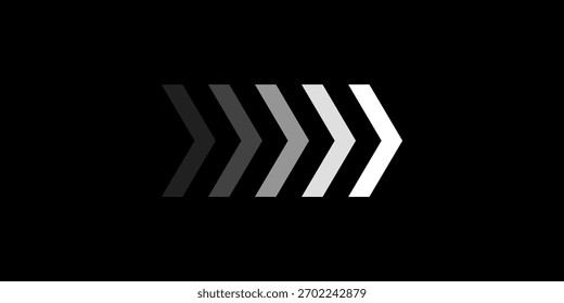 black and blue Colored Right to Left Arrows Blinking in a Loop Swipe up animation button.