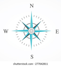 Black and blue compass isolated on white