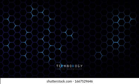 Black blue connection hexagon technology abstract vector background. Modern innovation technology business background. Futuristic tech electronic background.