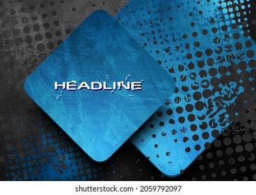 Black and blue contrast squares abstract corporate grunge background. Vector halftone design