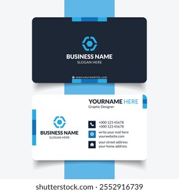 Black and Blue Corporate Minimal Business Card Template