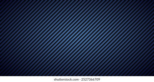 Ilustração de vetor de padrão de textura sem costura de fibra de carbono diagonal preta e azul. Tecido têxtil, afinação de carro ou pano macro sem costura kevlar fundo de textura crisscross.