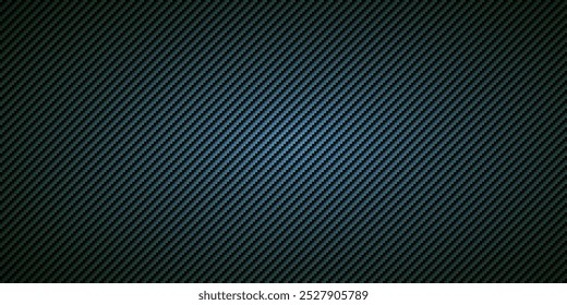 Ilustração de vetor de padrão de textura sem costura de fibra de carbono diagonal preta e azul. Tecido têxtil, afinação de carro ou pano macro sem costura kevlar fundo de textura crisscross.