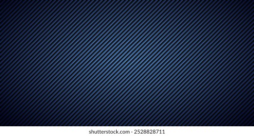 Ilustração de vetor de padrão de textura sem costura de fibra de carbono diagonal preta e azul. Tecido têxtil, afinação de carro ou pano macro sem costura kevlar fundo de textura crisscross.