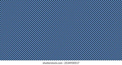 Ilustração de vetor de padrão de textura sem costura de fibra de carbono diagonal preta e azul. Tecido têxtil, afinação de carro ou pano macro sem costura kevlar fundo de textura crisscross.