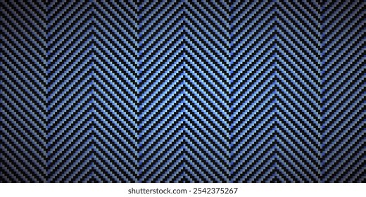 Ilustração de vetor de padrão de textura sem costura de fibra de carbono diagonal preta e azul. Tecido têxtil, afinação de carro ou pano macro sem costura kevlar fundo de textura crisscross.