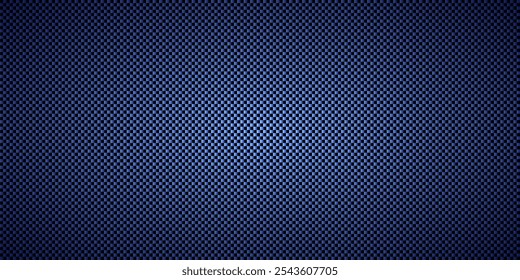 Ilustração de vetor de padrão de textura sem costura de fibra de carbono diagonal preta e azul. Tecido têxtil, afinação de carro ou pano macro sem costura kevlar fundo de textura crisscross.