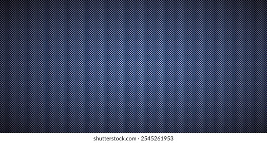 Ilustración vectorial de patrón de textura transparente de fibra de carbono diagonal negra y azul. Tejido textil, ajuste de automóviles o tela macro sin costuras de kevlar entrecruzado textura de fondo.