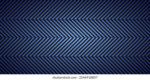 Ilustração de vetor de padrão de textura sem costura de fibra de carbono diagonal preta e azul. Tecido têxtil, afinação de carro ou pano macro sem costura kevlar fundo de textura crisscross.