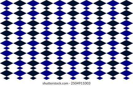 Black and blue diamond repeat vertical column strip pattern, replete image design for fabric printing, column rhombus patter, diamond, checkerboard on white background 