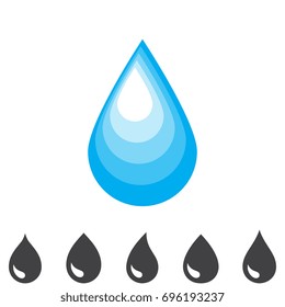 Black and blue drop vector icon or rain icon isolated on white background