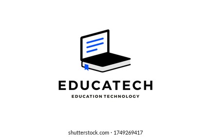 diseño del logotipo de la tecnología de educación para portátiles