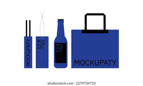 Black and Blue Flat Vector Mockup