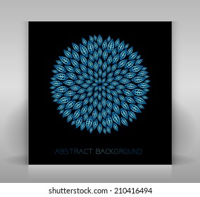 Black and blue floral background. Template for card, flyer or other.