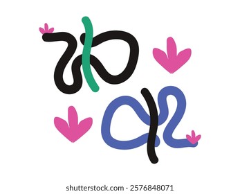Black and blue floral snake vector illustration design 