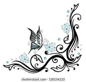 Beautiful Feminine Tribal Ornament Blue Flowers Stock Vector (Royalty ...