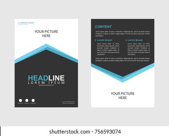 Black and blue flyer vector design for brochure, leaflet or poster