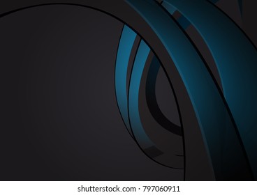 Black and blue geometric wave, abstract vector background with copy space for your business