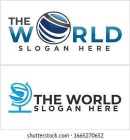 Icono del globo azul negro símbolo inicial logotipo moderno idea adecuada para viajes Hotel Holiday Word Agencia de negocios viajes financiero viaje Internet tecnología tierra tecnología mapa comunicación red web