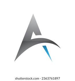 Black and Blue Glossy Spiky Arch Shaped Letter A Icon on a White Background